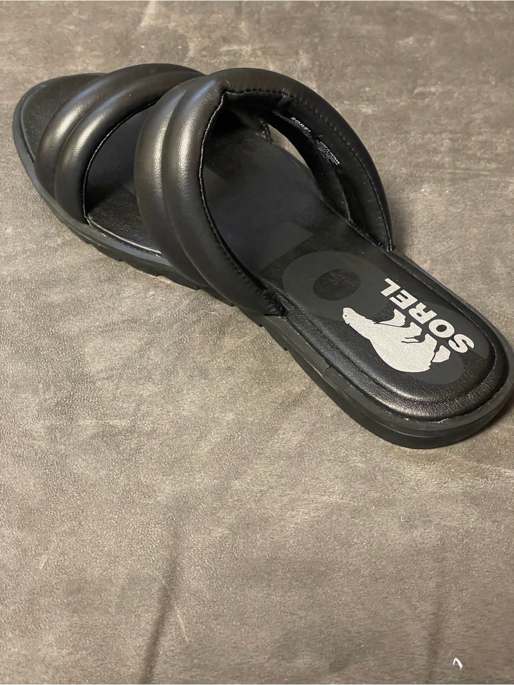Sorel Black Padded Double-Band Slide 6.5